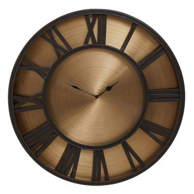 Orsina Mateo Large Wall Clock – Black and Antique Gold Metal