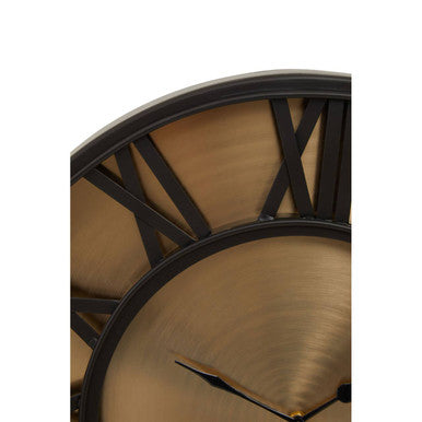 Orsina Mateo Large Wall Clock – Black and Antique Gold Metal