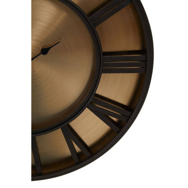 Orsina Mateo Large Wall Clock – Black and Antique Gold Metal