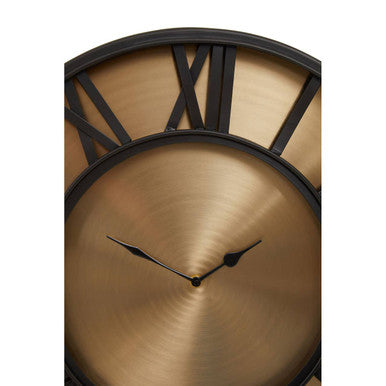 Orsina Mateo Large Wall Clock – Black and Antique Gold Metal