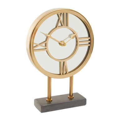 Orsina Mateo Black Marble Base Clock – Polished Metal Mantel Clock