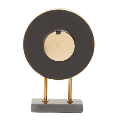 Orsina Mateo Black Marble Base Clock – Polished Metal Mantel Clock