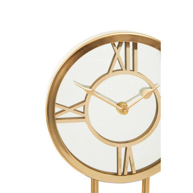 Orsina Mateo Black Marble Base Clock – Polished Metal Mantel Clock