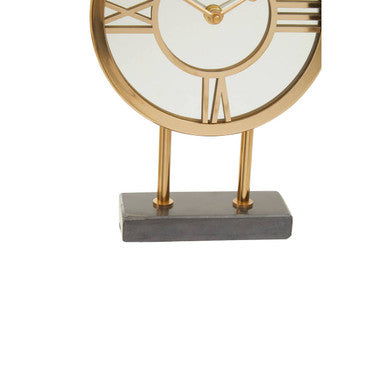 Orsina Mateo Black Marble Base Clock – Polished Metal Mantel Clock