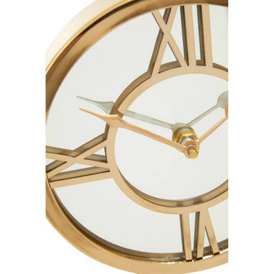 Orsina Mateo Black Marble Base Clock – Polished Metal Mantel Clock