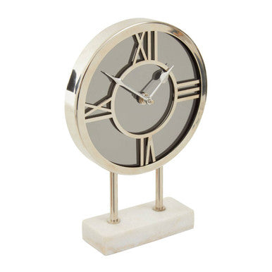 Orsina Mateo White Marble Mantel Clock – Modern Tabletop Timepiece