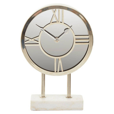 Orsina Mateo White Marble Mantel Clock – Modern Tabletop Timepiece