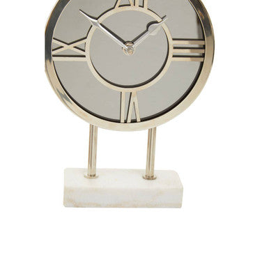 Orsina Mateo White Marble Mantel Clock – Modern Tabletop Timepiece