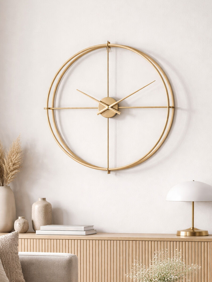 Orsina Kent Large Gold Wall Clock – Minimalist Metal Open Ring Design