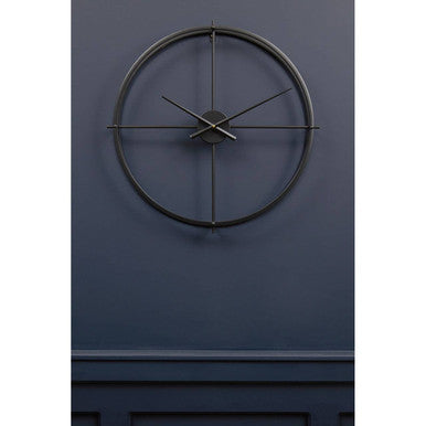 Orsina Kent Large Black Metal Wall Clock – Modern Minimalist Design