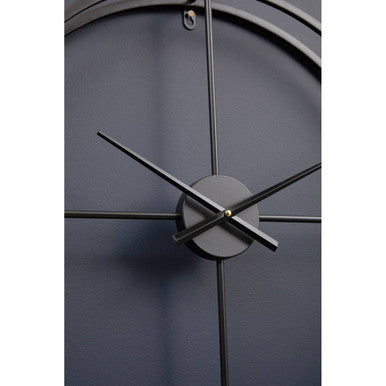 Orsina Kent Large Black Metal Wall Clock – Modern Minimalist Design