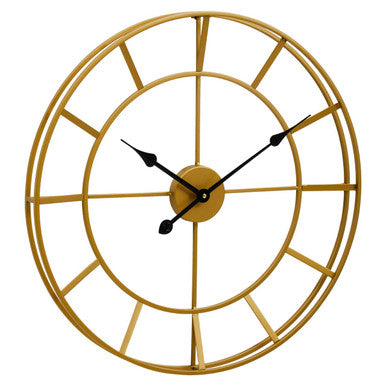 Orsina Kent Large Gold Metal Wall Clock – Modern 60cm Open Frame