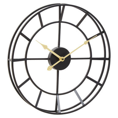 Orsina Kent Small Black Metal Wall Clock – Modern Industrial Design