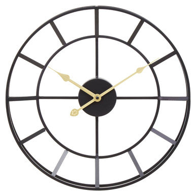 Orsina Kent Small Black Metal Wall Clock – Modern Industrial Design