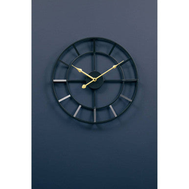 Orsina Kent Small Black Metal Wall Clock – Modern Industrial Design