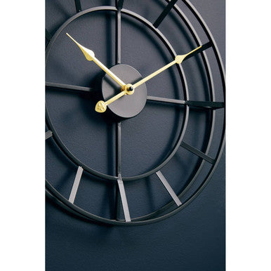 Orsina Kent Small Black Metal Wall Clock – Modern Industrial Design