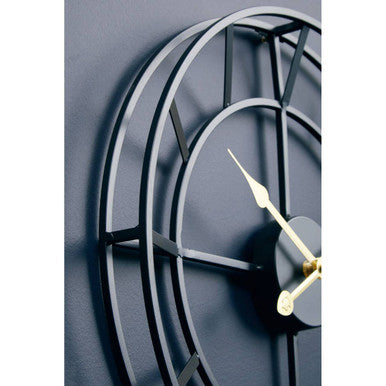 Orsina Kent Small Black Metal Wall Clock – Modern Industrial Design