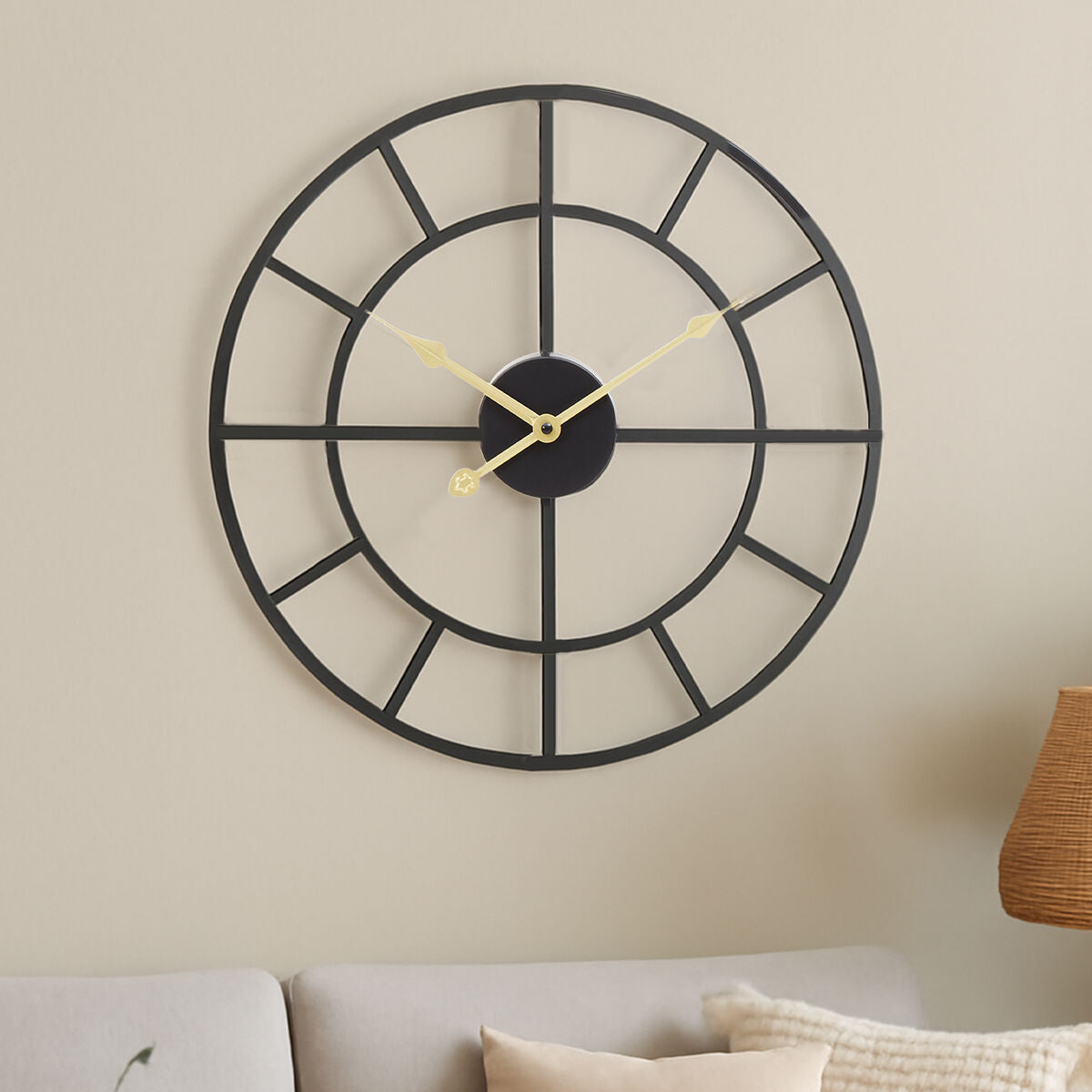 Orsina Kent Small Black Metal Wall Clock – Modern Industrial Design