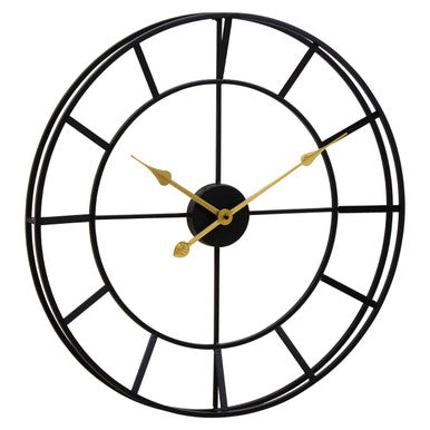 Orsina Kent Large Black Metal Wall Clock – Oversized Minimalist Art