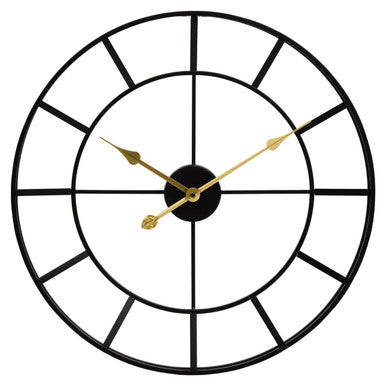 Orsina Kent Large Black Metal Wall Clock – Oversized Minimalist Art