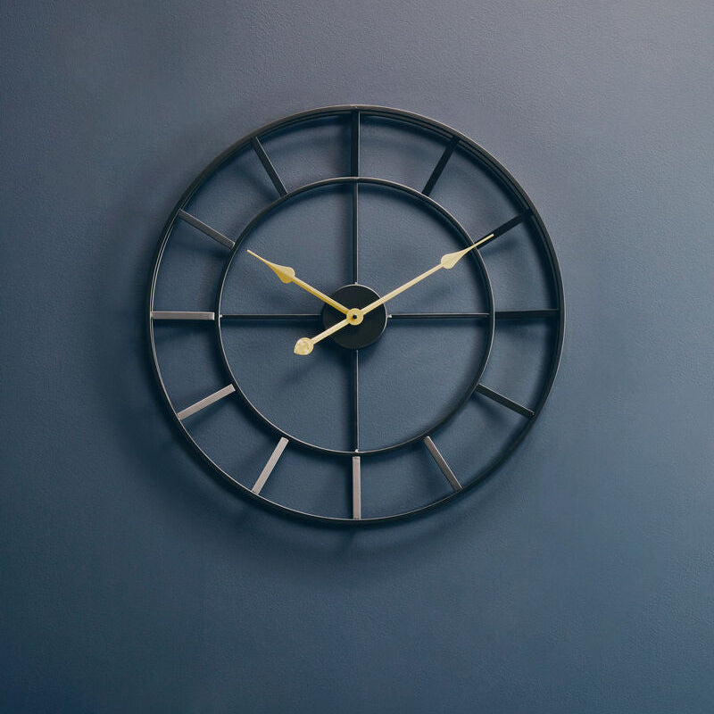 Orsina Kent Large Black Metal Wall Clock – Oversized Minimalist Art