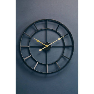Orsina Kent Large Black Metal Wall Clock – Oversized Minimalist Art