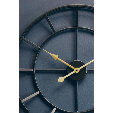 Orsina Kent Large Black Metal Wall Clock – Oversized Minimalist Art