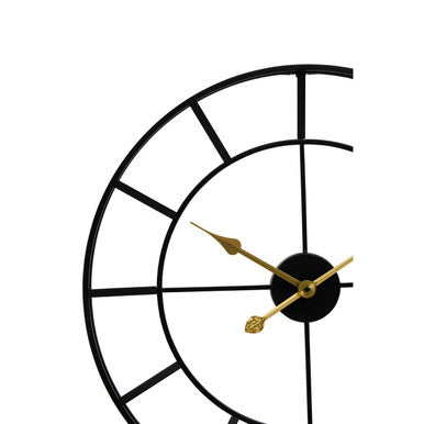 Orsina Kent Large Black Metal Wall Clock – Oversized Minimalist Art