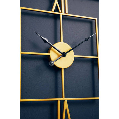 Orsina Kent Small Gold Square Wall Clock – Metal Roman Numeral Decor