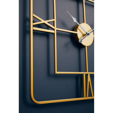 Orsina Kent Small Gold Square Wall Clock – Metal Roman Numeral Decor