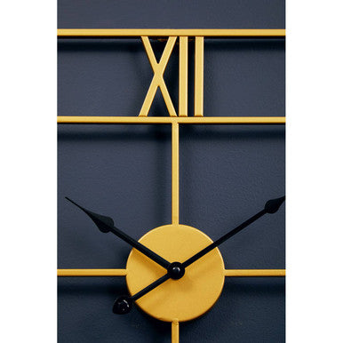 Orsina Kent Small Gold Square Wall Clock – Metal Roman Numeral Decor