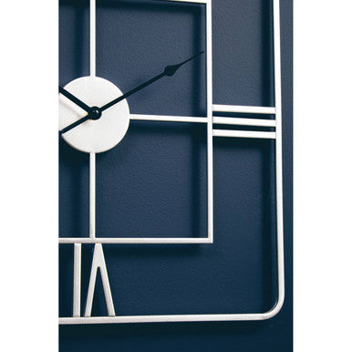 Orsina Kent Large Silver Square Wall Clock – Metal Roman Numeral Design