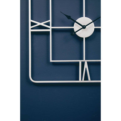 Orsina Kent Large Silver Square Wall Clock – Metal Roman Numeral Design