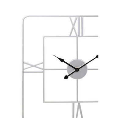 Orsina Kent Large Silver Square Wall Clock – Metal Roman Numeral Design