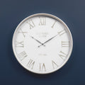 Orsina Kent Wall Clock – Modern White and Silver with Roman Numerals