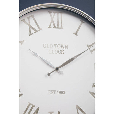 Orsina Kent Wall Clock – Modern White and Silver with Roman Numerals