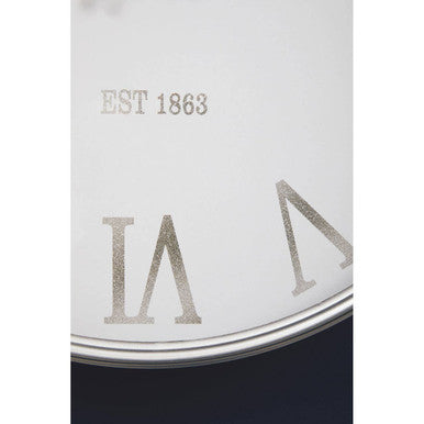 Orsina Kent Wall Clock – Modern White and Silver with Roman Numerals