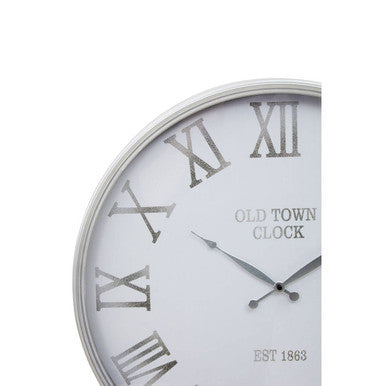 Orsina Kent Wall Clock – Modern White and Silver with Roman Numerals