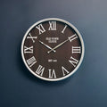Orsina Kent Wall Clock – Black and Silver Metal with Roman Numerals