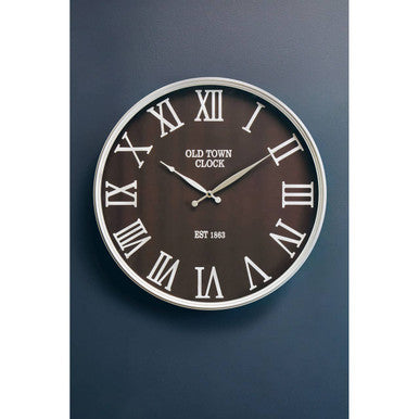 Orsina Kent Wall Clock – Black and Silver Metal with Roman Numerals