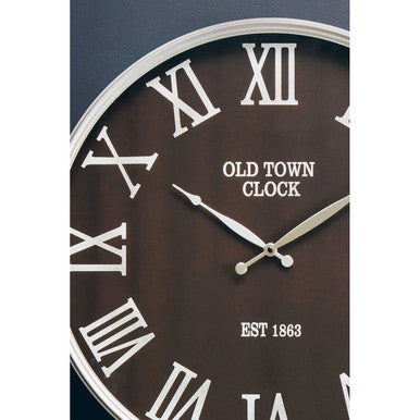 Orsina Kent Wall Clock – Black and Silver Metal with Roman Numerals