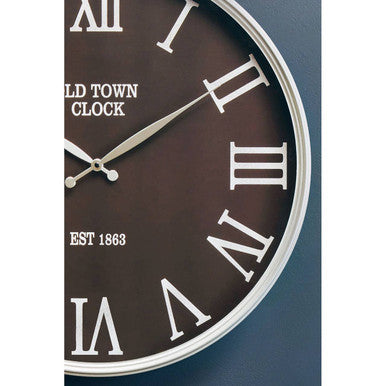 Orsina Kent Wall Clock – Black and Silver Metal with Roman Numerals