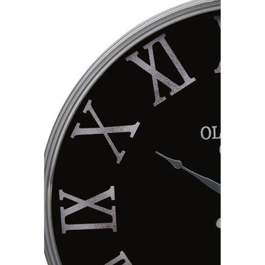 Orsina Kent Wall Clock – Black and Silver Metal with Roman Numerals