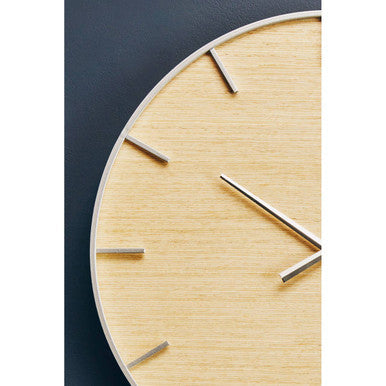 Orsina Kent Wall Clock – Silver Metal Frame with Natural Wood Dial