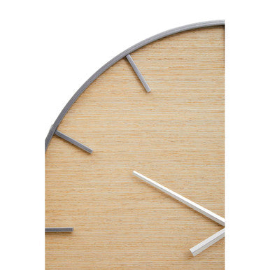 Orsina Kent Wall Clock – Silver Metal Frame with Natural Wood Dial