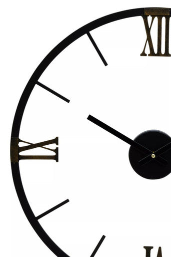 Orsina Kent Round Black Metal Wall Clock – Modern Minimalist Timepiece