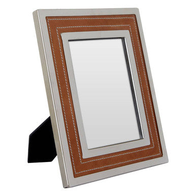 Orsina Churchill Tan Leather Photo Frame | 5x7 Picture Display