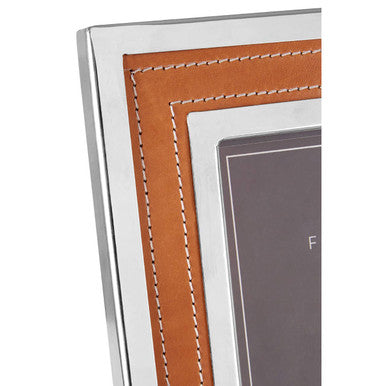 Orsina Churchill Tan Leather Photo Frame | 5x7 Picture Display