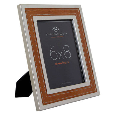 Orsina Churchill Tan Leather and Nickel Photo Frame - 6 x 8 in