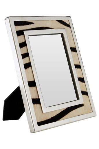 Orsina Zebra Design Photo Frame – 5x7 Black and White Steel Border